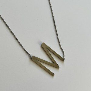 Stainless Steel Oversized Initial "M" Necklace